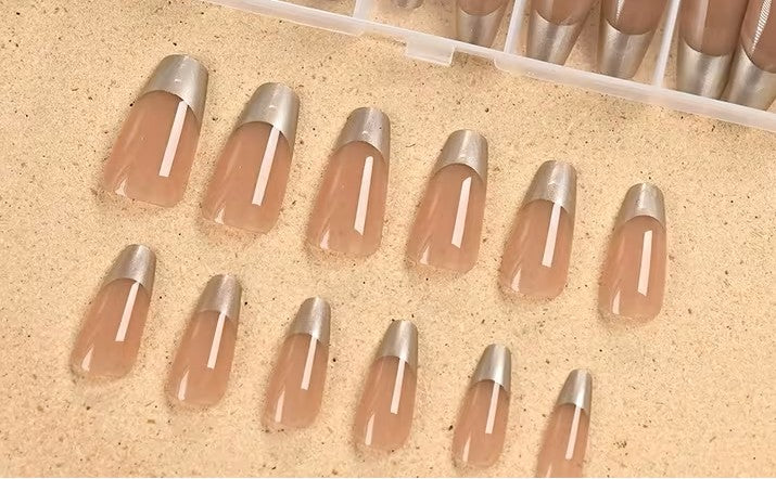 Med Ballet Chrome Nude Pink French Press-on Nail Set 20 - 24 pieces