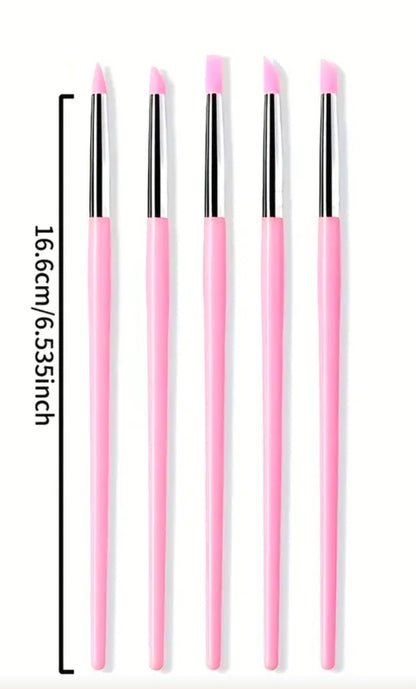 Silicone Nail Art Pens with Pink Handles Flower Pressing