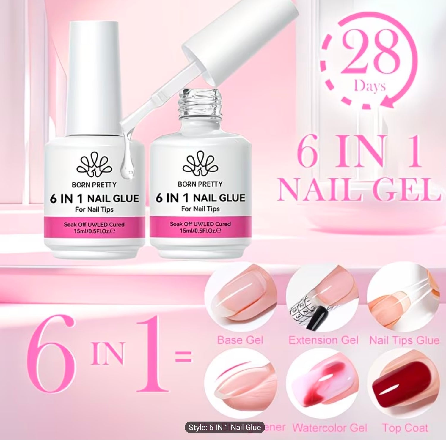 6 in 1 Nail Adhesive Glue Gel 15ml