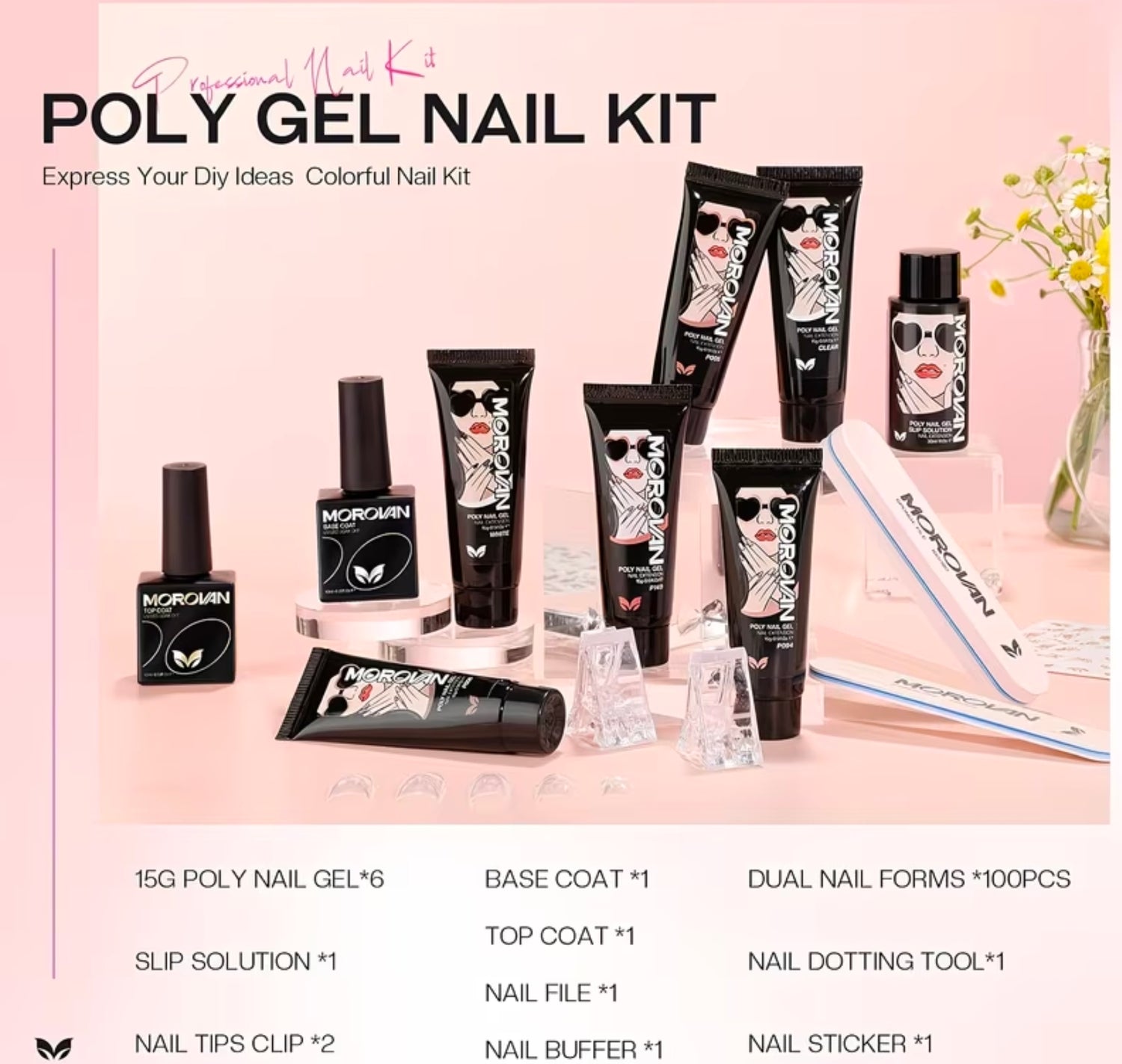Morovan Salon Grade Polygel Nail Enhancement Set