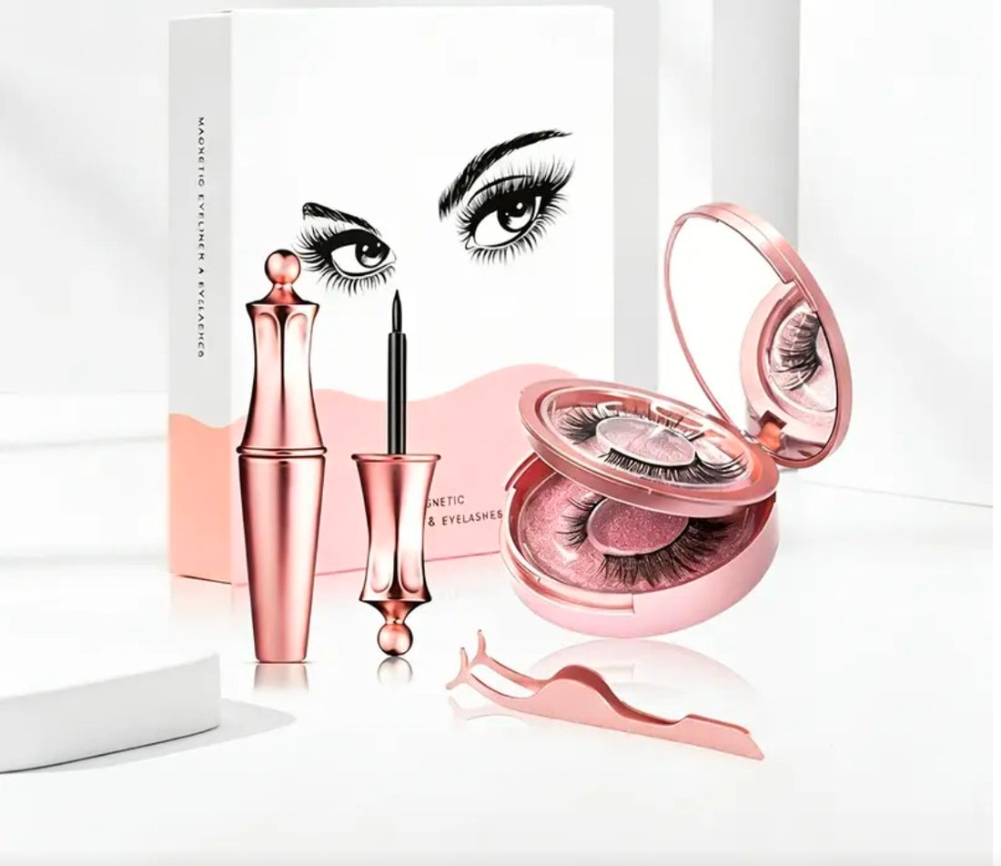 2 Pairs Magnetic Eyelashes & Eyeliner Kit