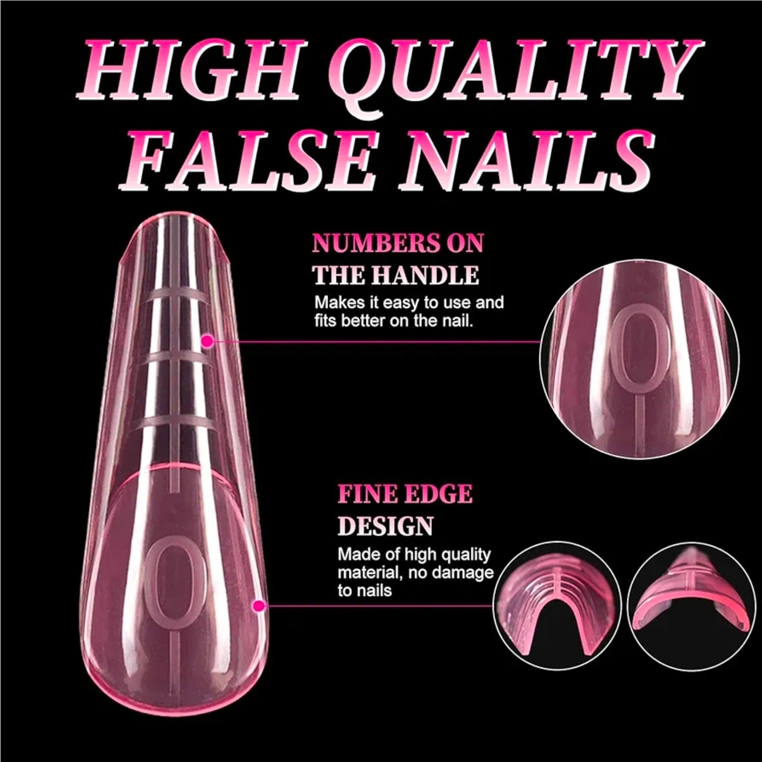 Pink Dual Forms Nail Molds for Gel/Polygel Extension Reusable DIY Nail Art Manicure 12 &amp; 15 pcs