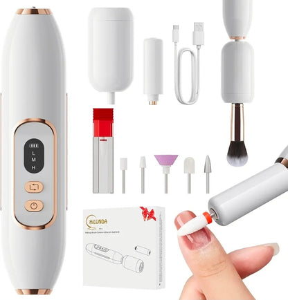 Hilunda 2 in 1 Nail Drill Electric Nail File with Makeup Brush Cleaner
