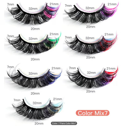 Russian Multi-Color False Eyelashes D Curl Thick