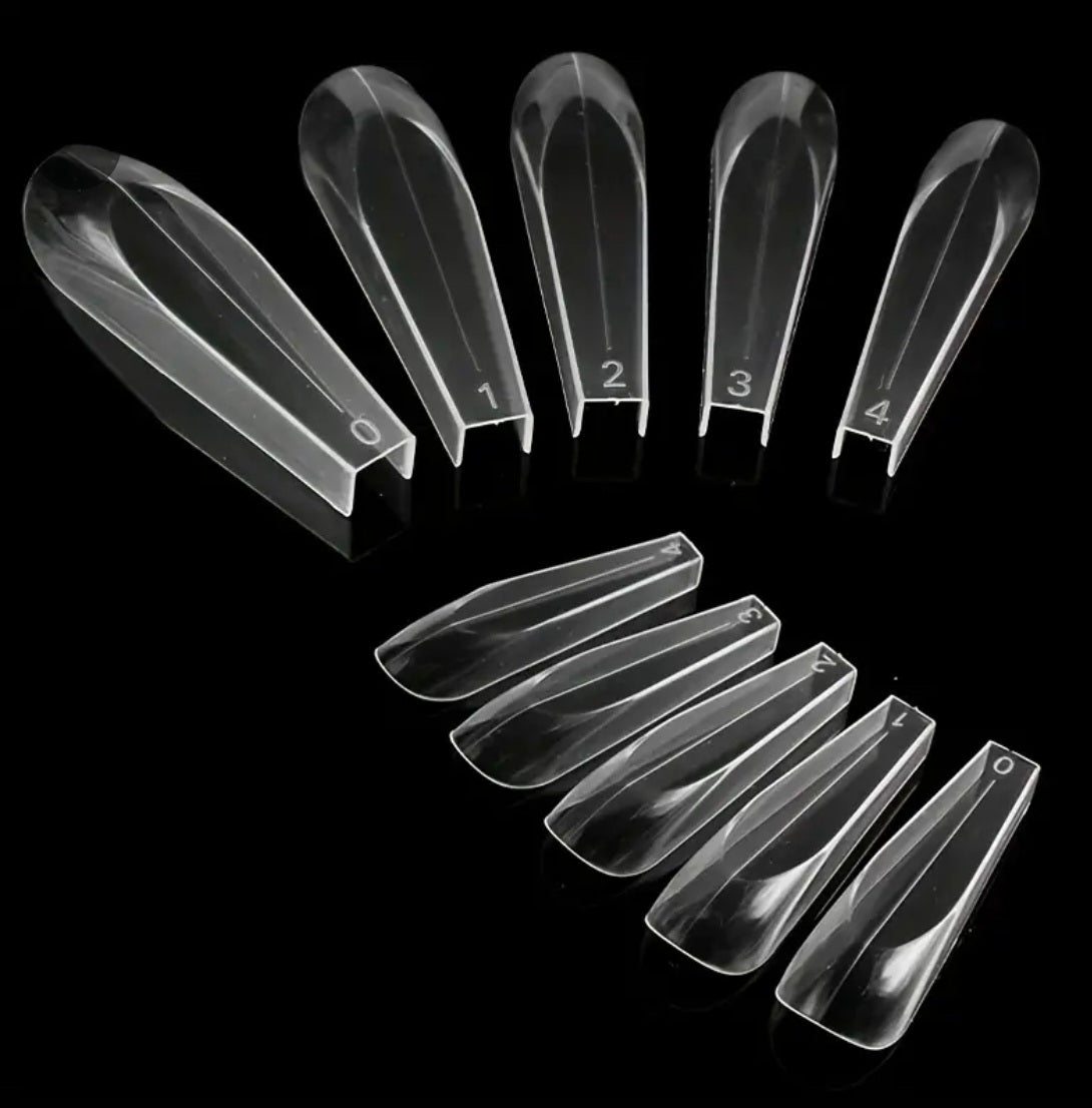 Trapezoidal Half- Elongated Flat Ballet Nail Tips for Professional Nail Modeling 14 pieces