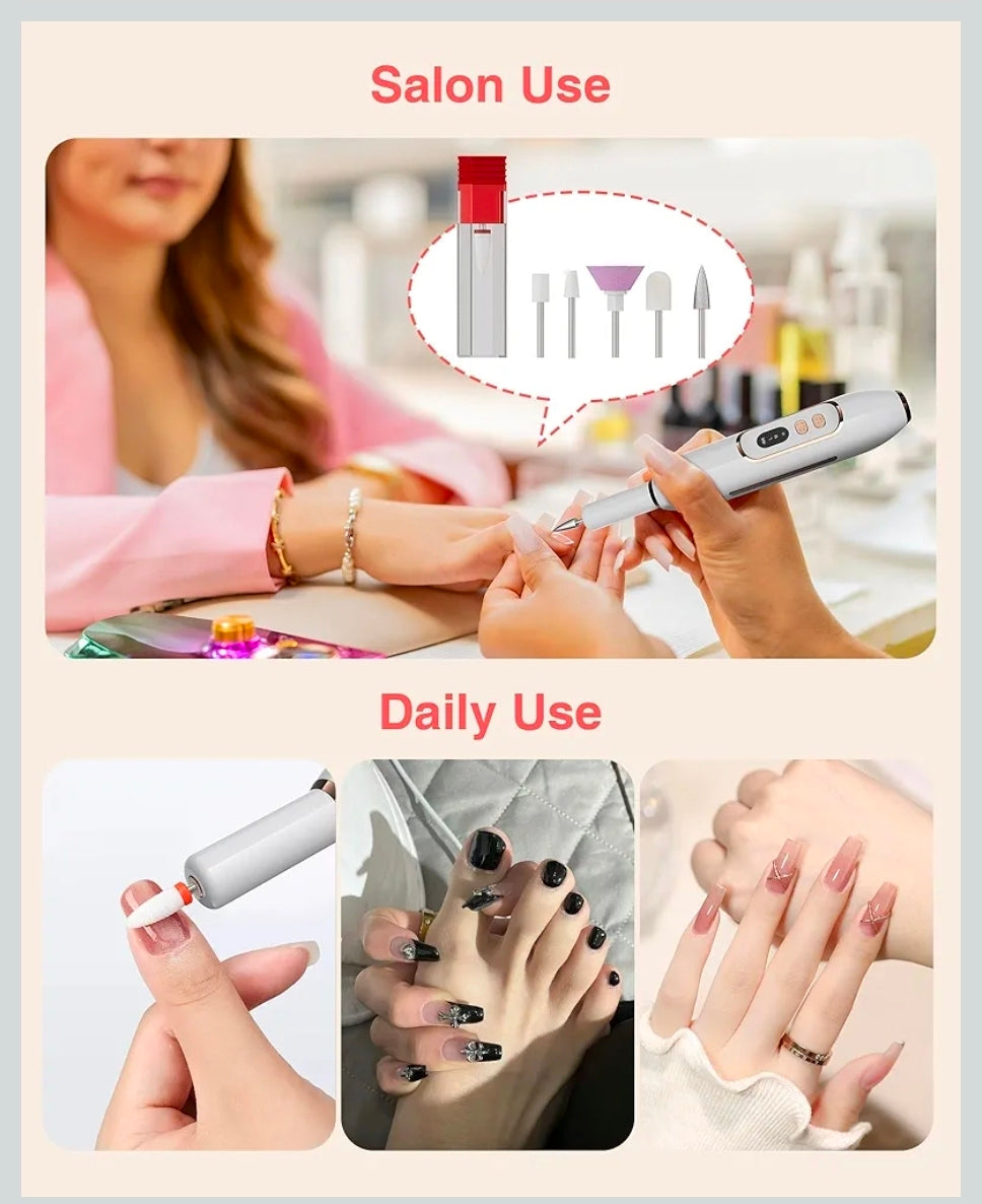 Hilunda 2 in 1 Nail Drill Electric Nail File with Makeup Brush Cleaner