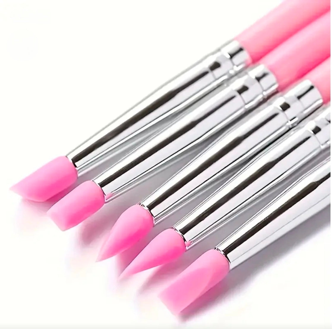 Silicone Nail Art Pens with Pink Handles Flower Pressing
