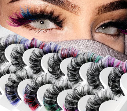 Russian Multi-Color False Eyelashes D Curl Thick