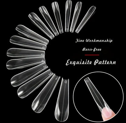 Trapezoidal Half- Elongated Flat Ballet Nail Tips for Professional Nail Modeling 14 pieces