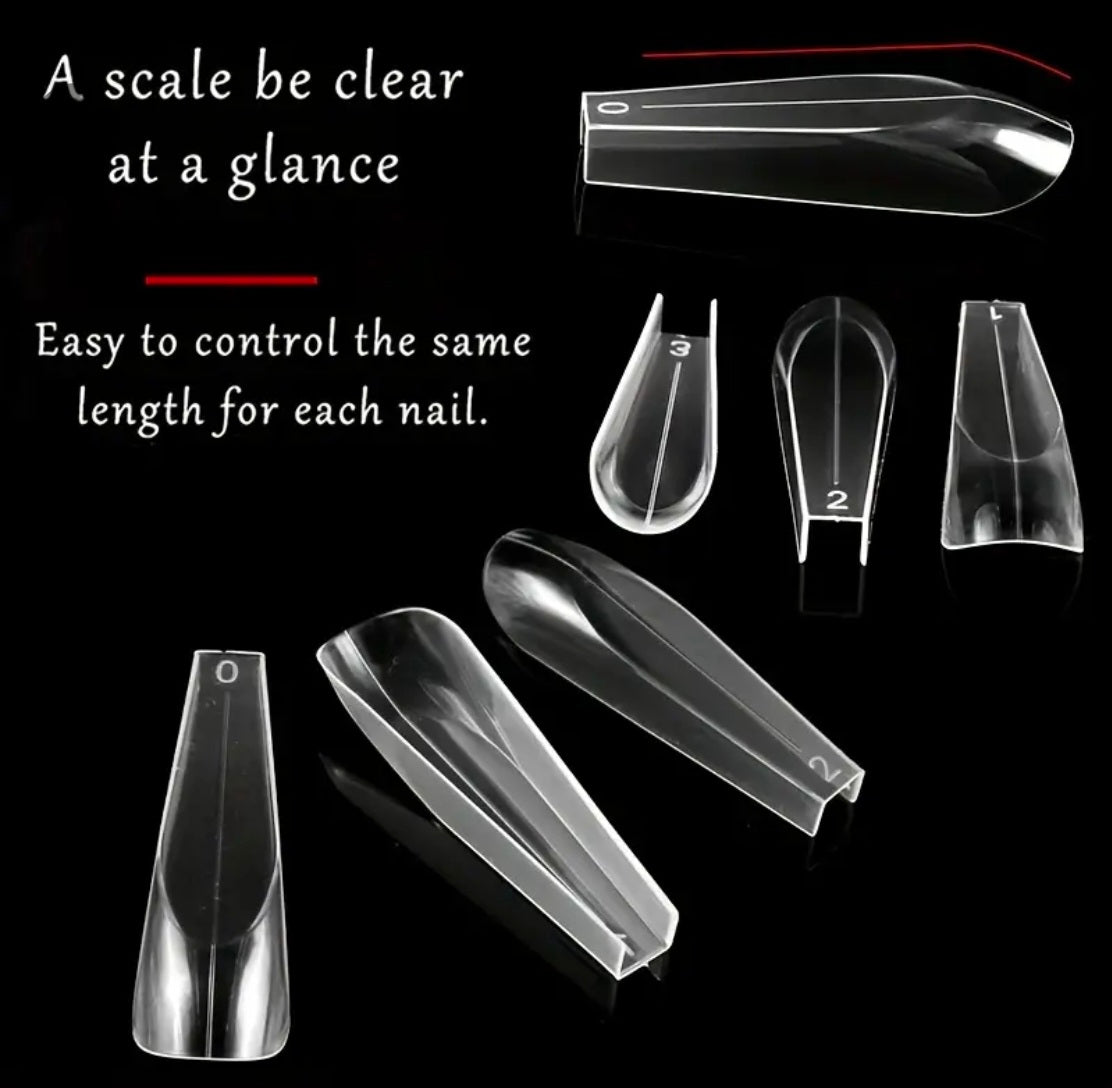 Trapezoidal Half- Elongated Flat Ballet Nail Tips for Professional Nail Modeling 14 pieces