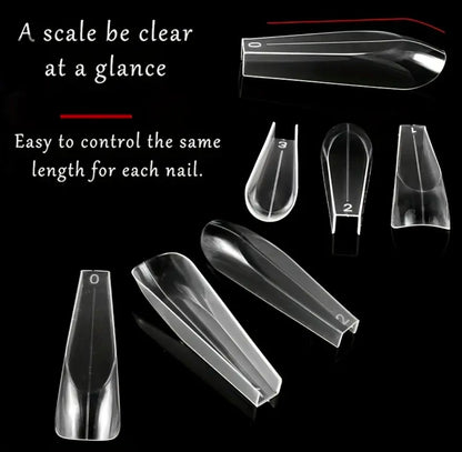 Trapezoidal Half- Elongated Flat Ballet Nail Tips for Professional Nail Modeling 14 pieces