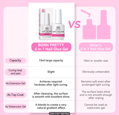 6 in 1 Nail Adhesive Glue Gel 15ml