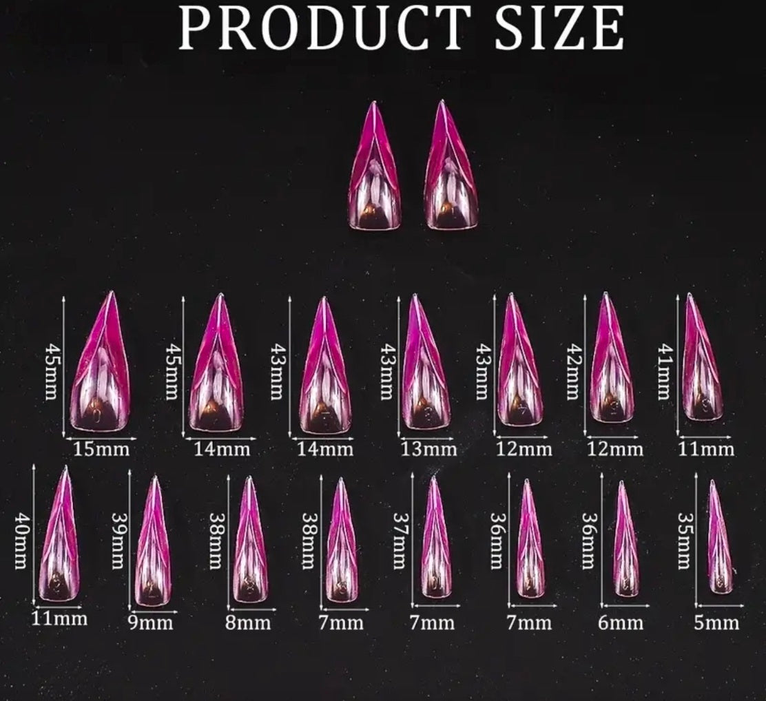 Pink Dragon Curved Stiletto Nail Form 14 pieces