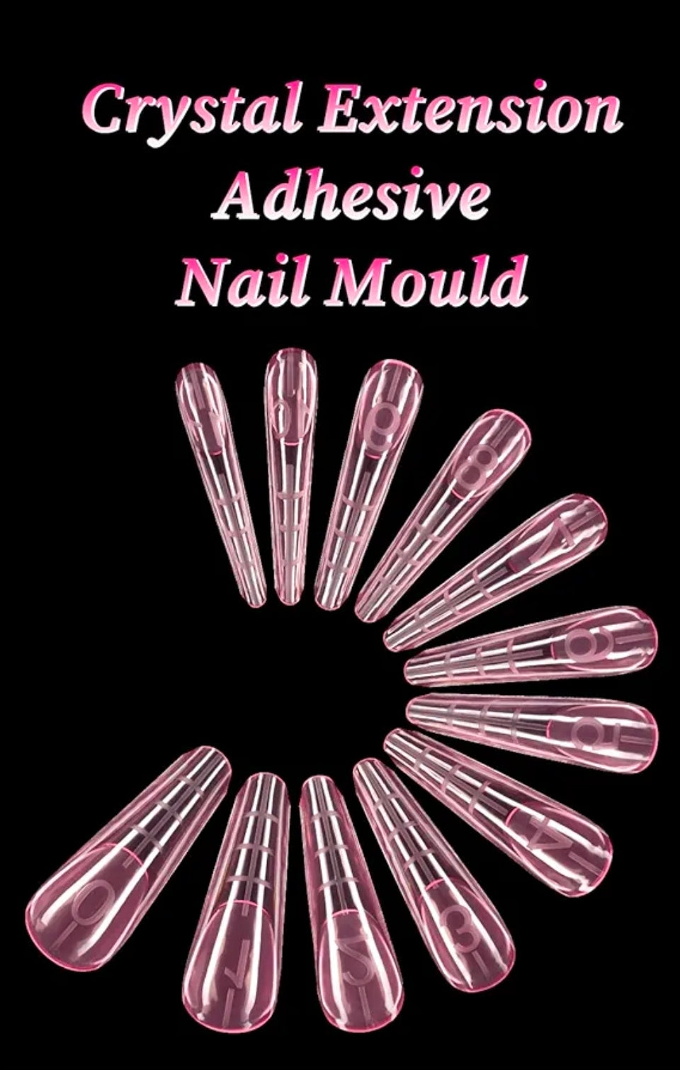 Pink Dual Forms Nail Molds for Gel/Polygel Nail Extension Reusable Curved Nail Tips Molds with Scale for DIY Nail Art Manicure 12 pcs