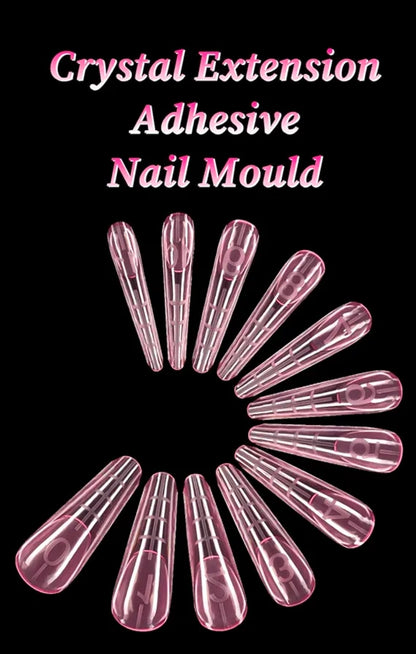 Pink Dual Forms Nail Molds for Gel/Polygel Extension Reusable DIY Nail Art Manicure 12 &amp; 15 pcs