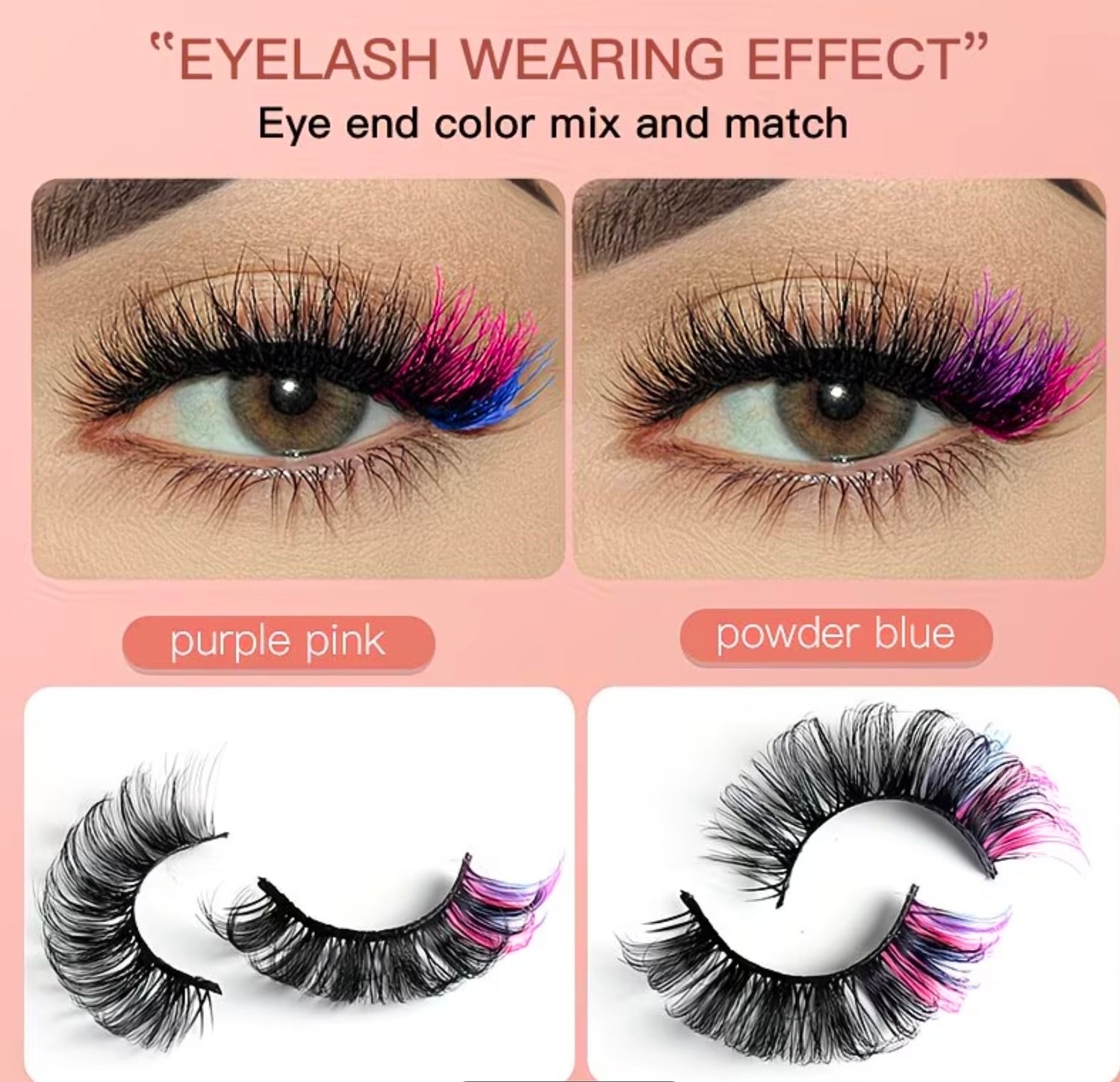 Russian Multi-Color False Eyelashes D Curl Thick