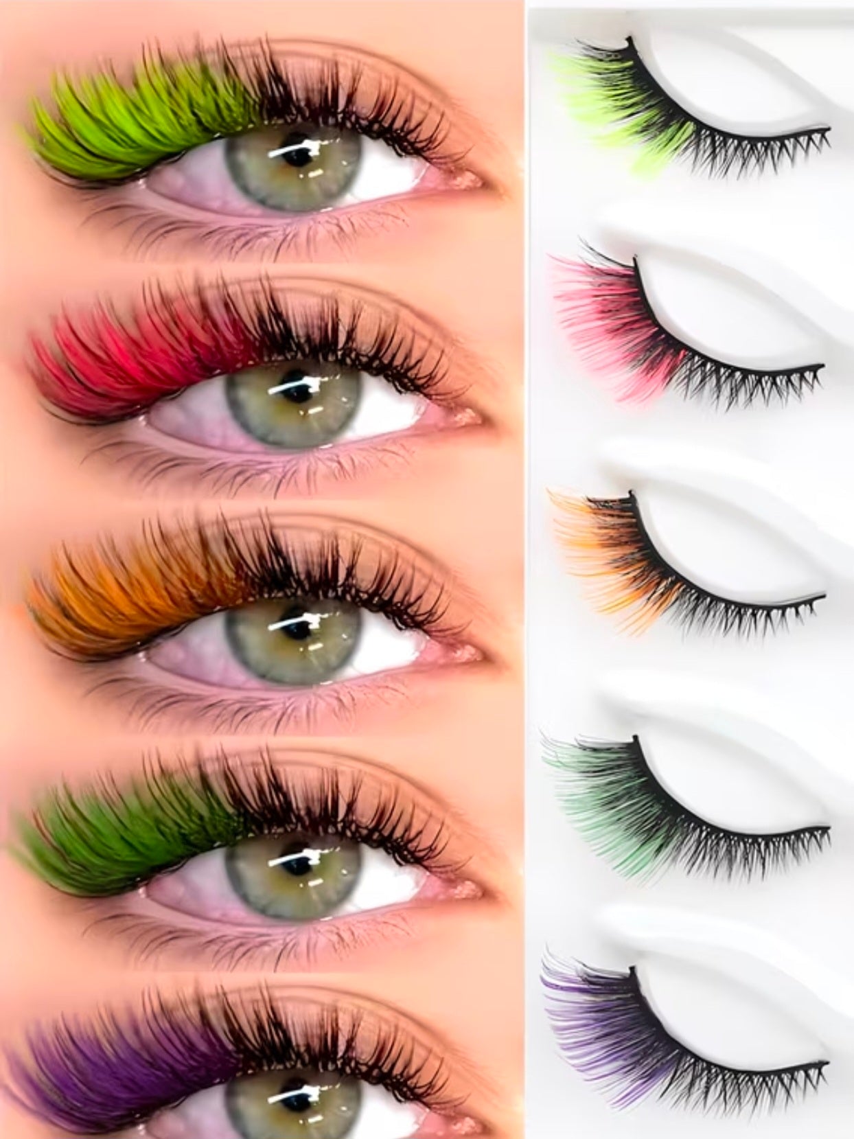 Color CatEye False Eyelashes 16-18mm C &amp; D Curl 1 piece