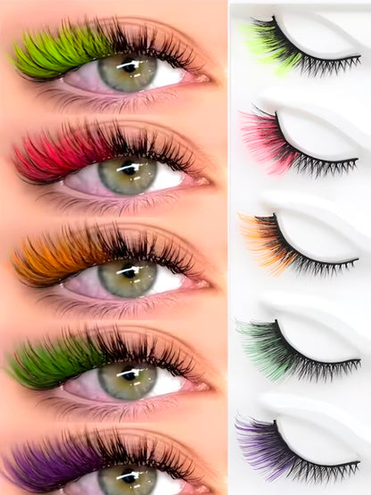 Color CatEye False Eyelashes 16-18mm C &amp; D Curl 1 piece