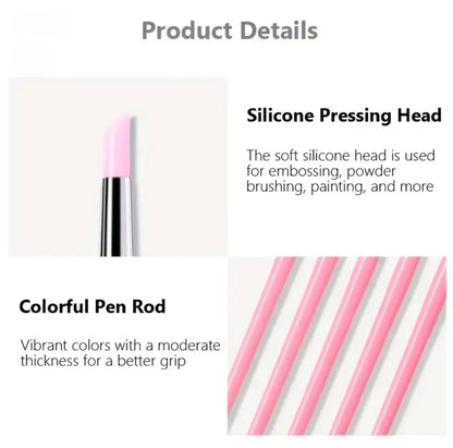 Silicone Nail Art Pens with Pink Handles Flower Pressing