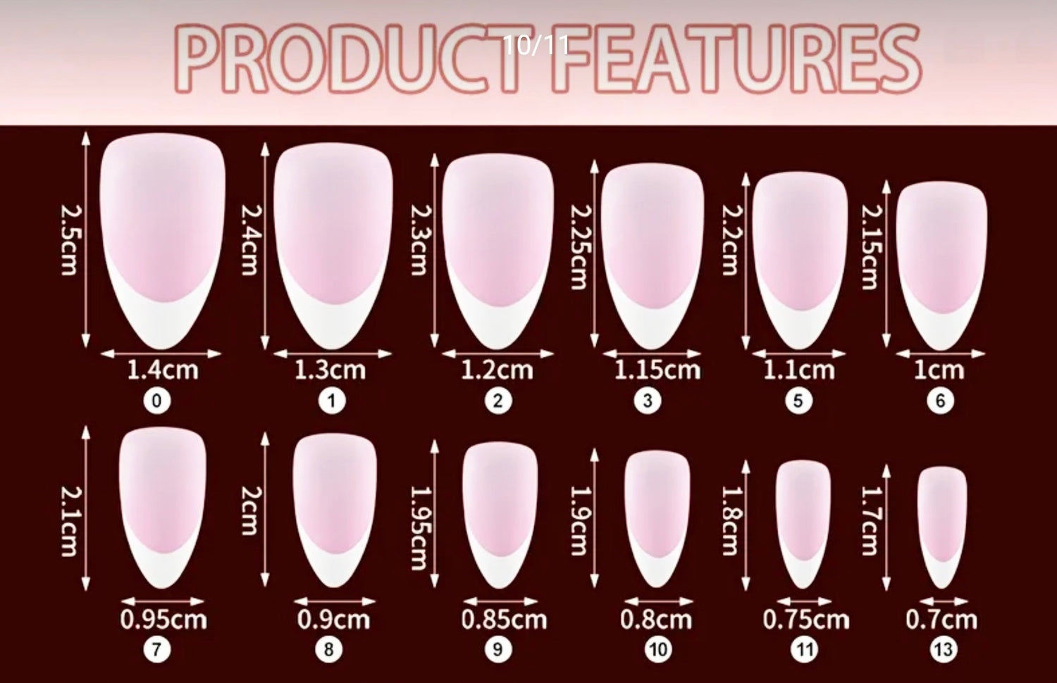 Short Almond French Press-On Gel Nails 30 pieces (Non-custom)