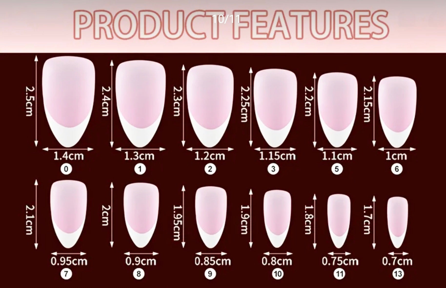 Short Almond French Press-On Gel Nails 30 pieces (Non-custom)