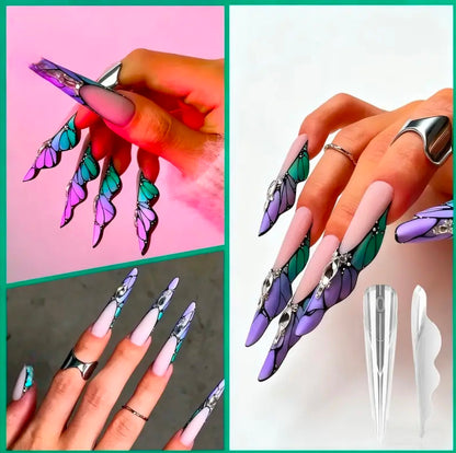 Butterfly Shape Dual Pool Gel Extension Nail Mold 14 pieces