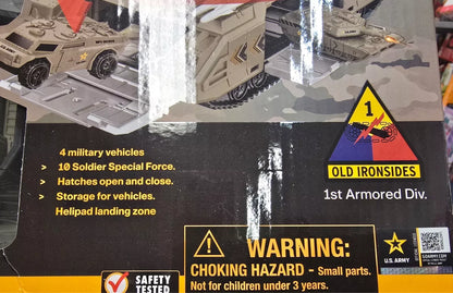US Army Tanker Headquarters 14pcs Play Set, Hatches, Storage and Helipad Landing
