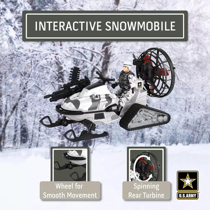 United States Army Action Figures &amp; Kids Snowmobile Military Toys Set w/ Snow Mobile,