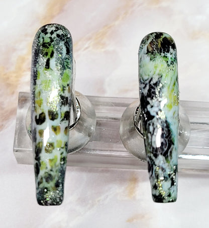 Long Coffin Custom Press-Ons with CatEyes and Foils 20-24 pieces