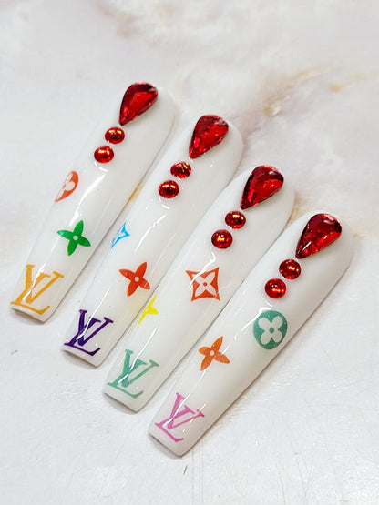 XXL Coffin Logo Decals Custom Press-Ons with Foils and Rhinestones 20-24 pieces