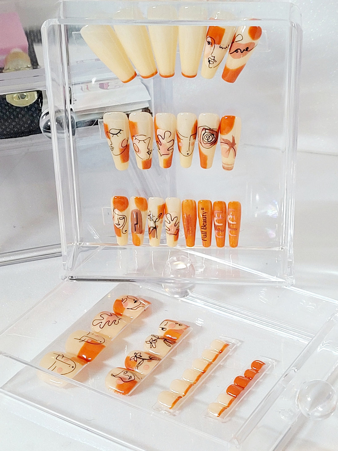 Long Coffin or Stiletto Nails and Toes Kit in a 3 Draw Box 20-40 pieces