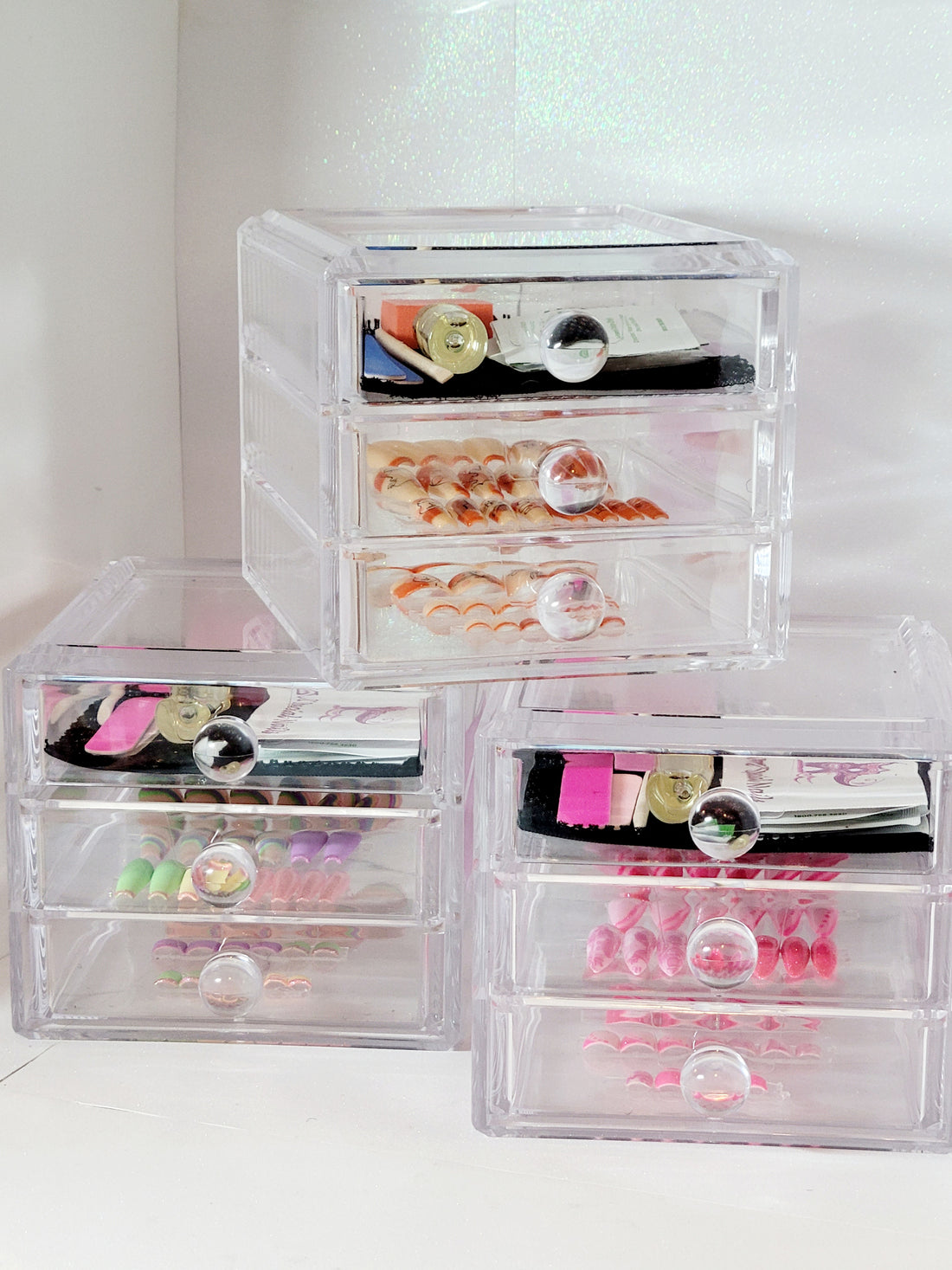 Long Coffin or Stiletto Nails and Toes Kit in a 3 Draw Box 20-40 pieces