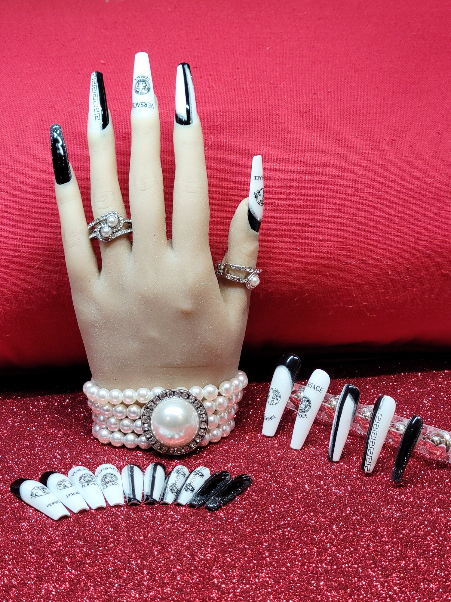 XXL Coffin Logo Decals Custom Press-Ons in Stackable Plastic Box 20-24 pieces