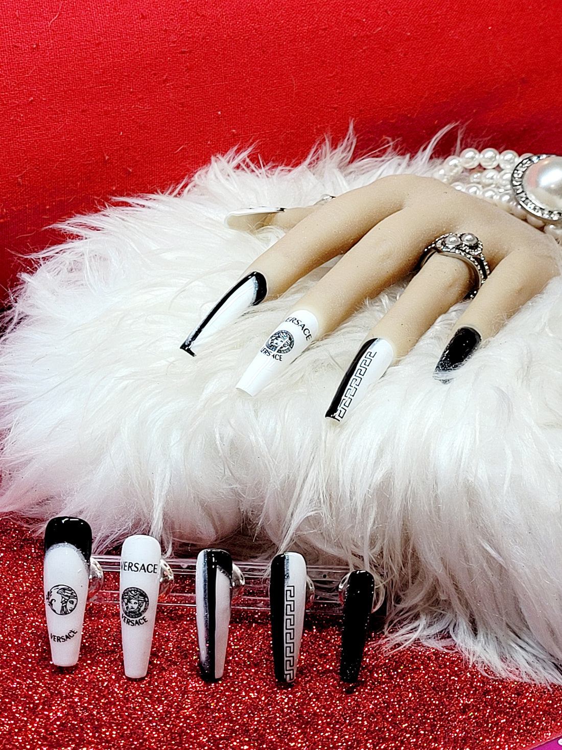 XXL Coffin Logo Decals Custom Press-Ons in Stackable Plastic Box 20-24 pieces