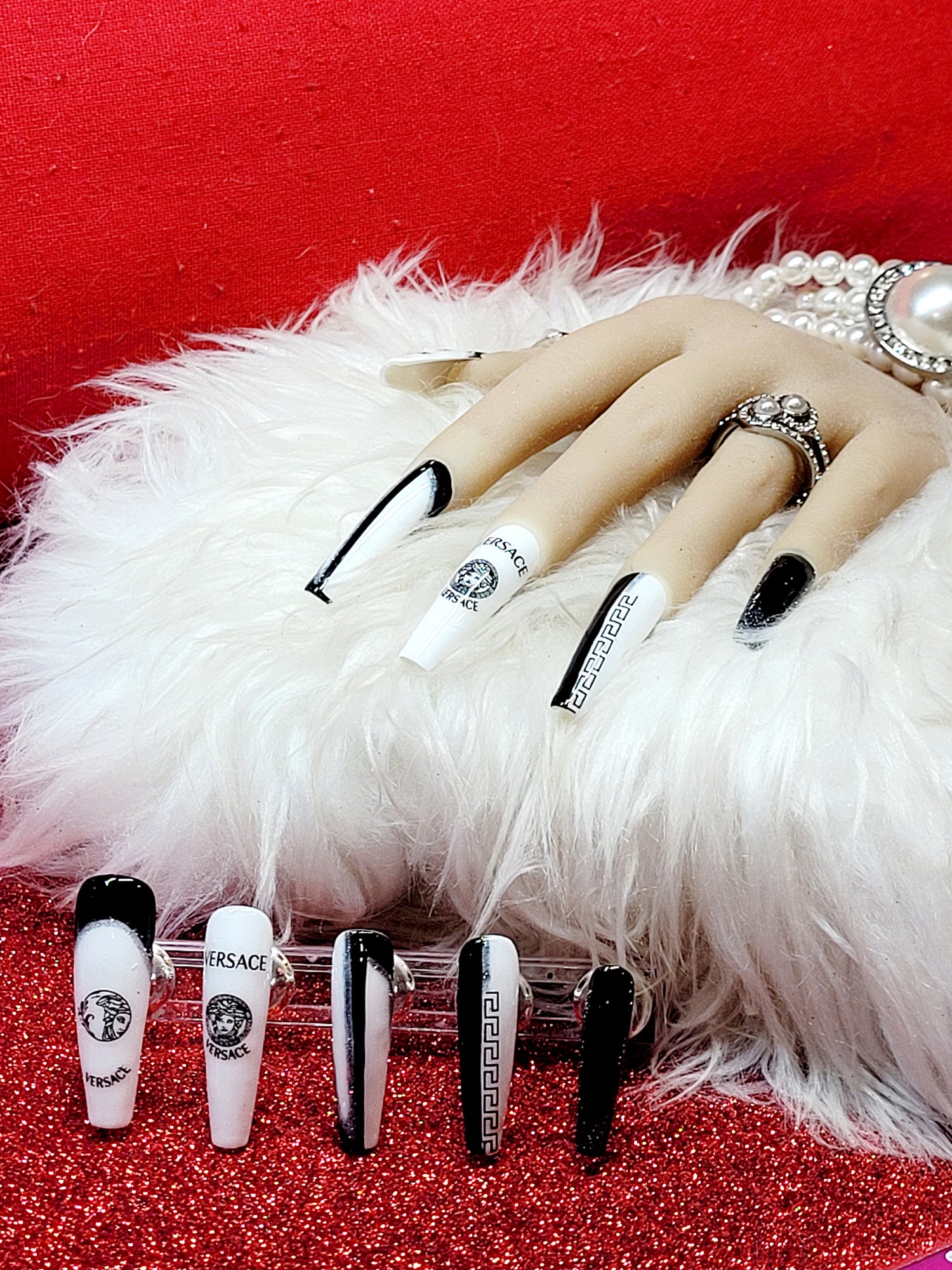 XXL Coffin Logo Decals Custom Press-Ons in Stackable Plastic Box 20-24 pieces